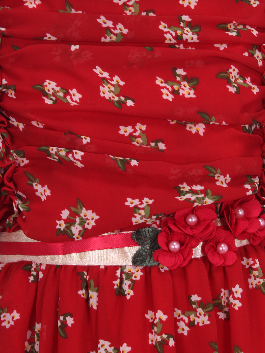 Girls Midi/Knee Length Casual Dress  (Red, Fashion Sleeve)