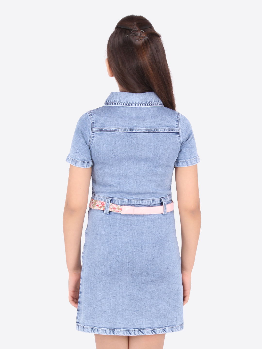 Girls Midi/Knee Length Casual Dress  (Blue, Short Sleeve)