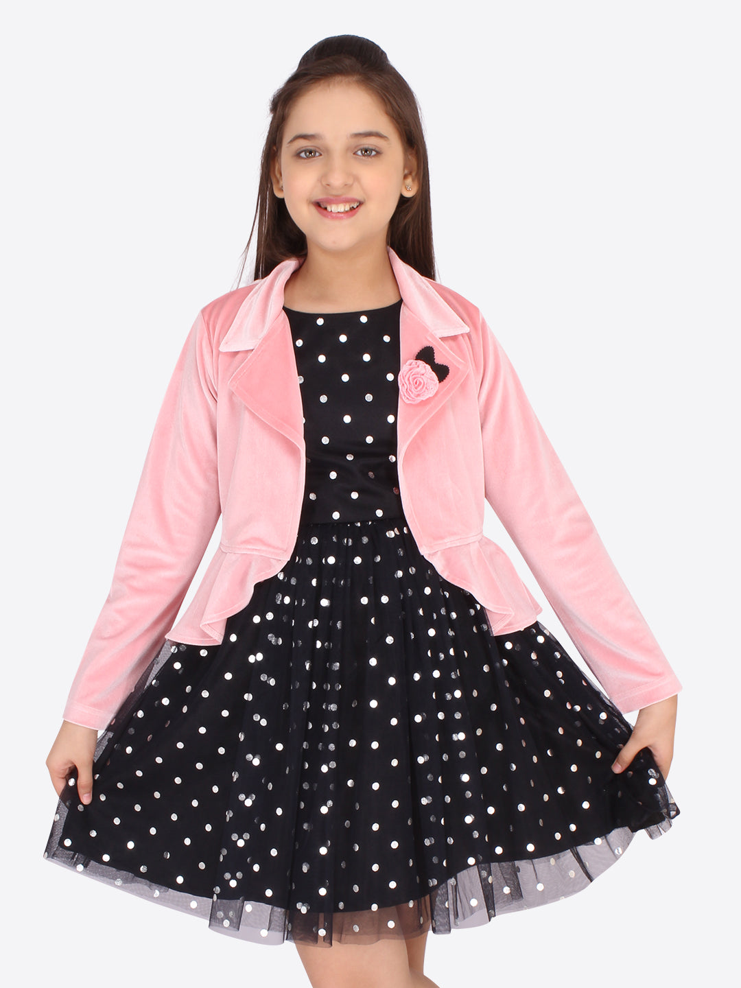 Smart Casual Polka Dotted Dress For Girls