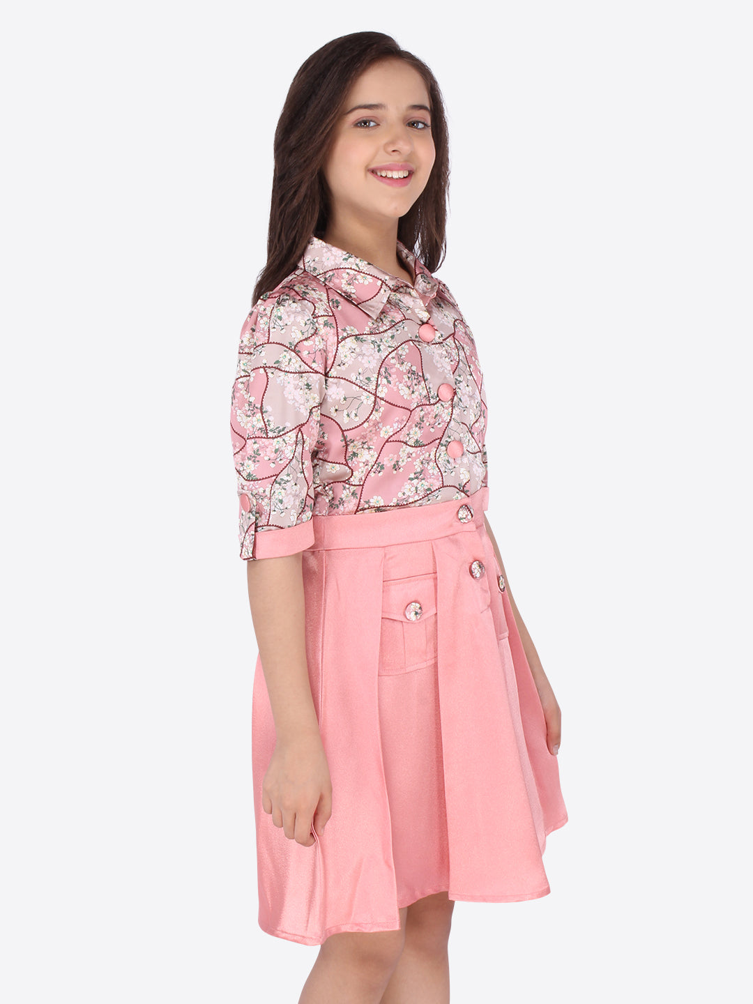 Baby Girls Midi/Knee Length Casual Dress  (Pink, 3/4 Sleeve)