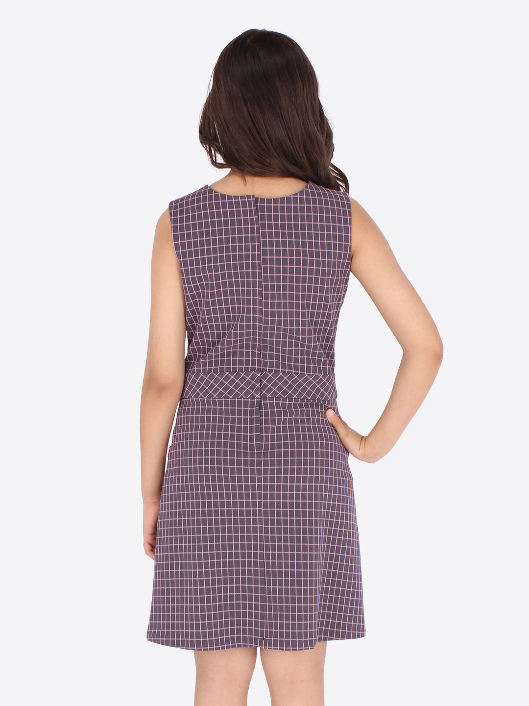 Smart Casual Checkered Dress For Girls