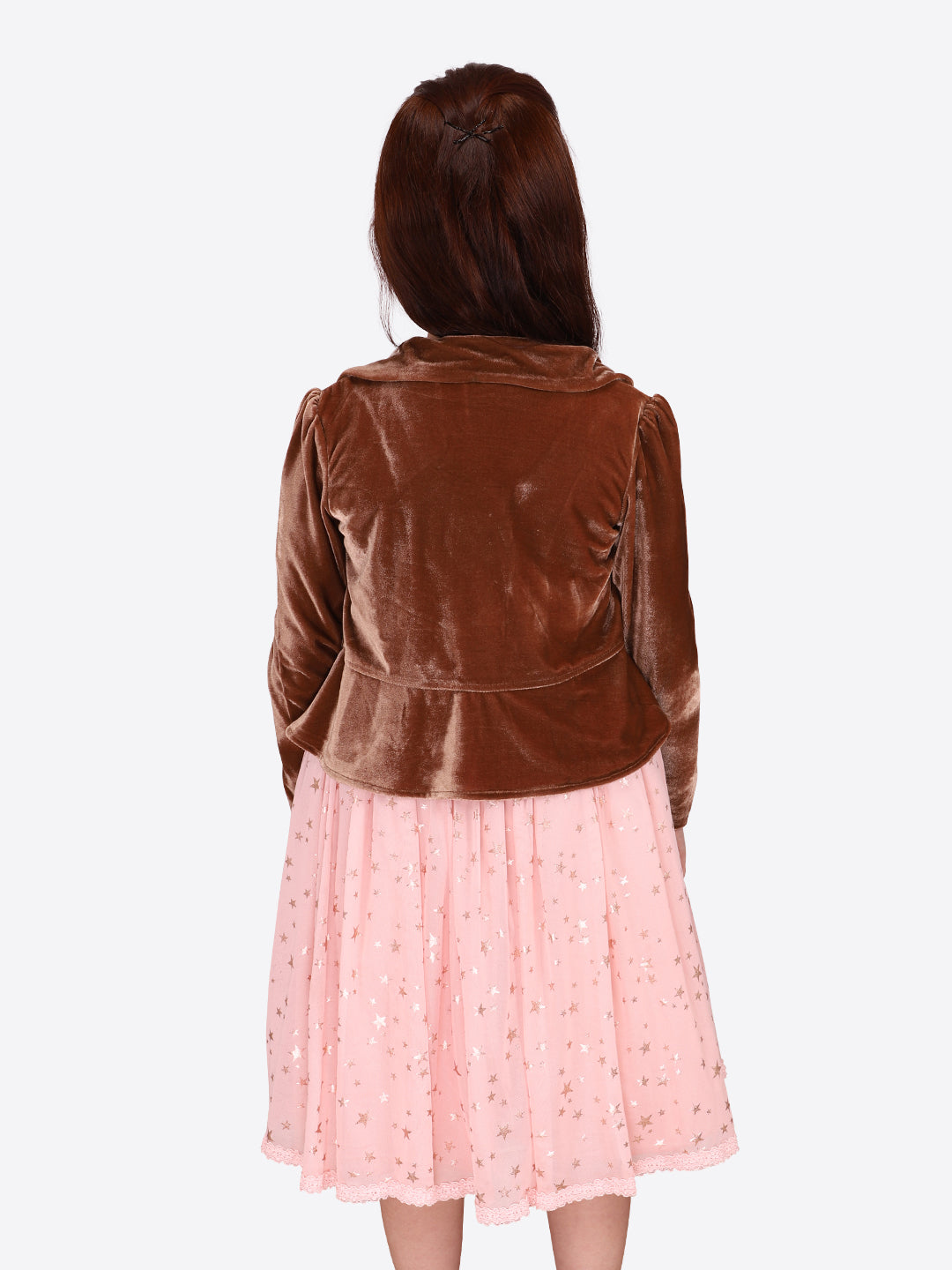 Baby Girls Midi/Knee Length Party Dress  (Brown, Full Sleeve)