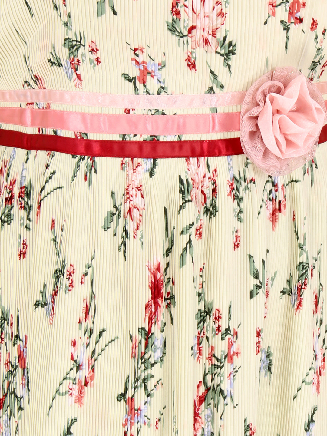 Cutecumber Girls Georgette Floral Printed Pleated Dress