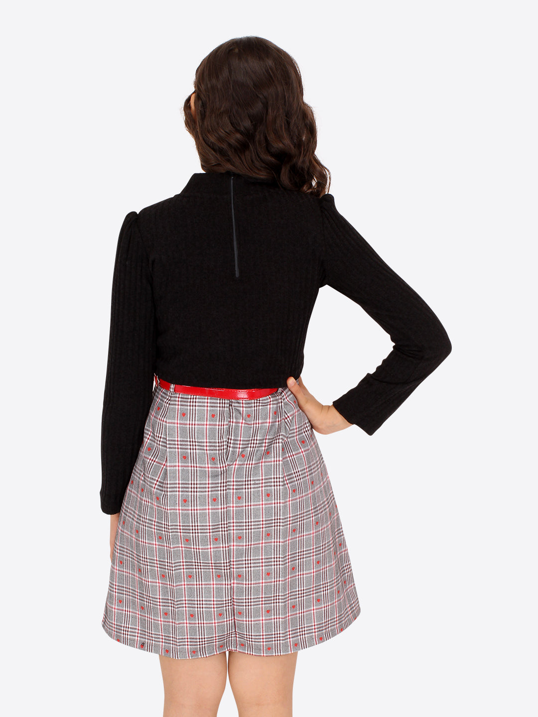 Girls Midi/Knee Length Casual Dress  (Black, Full Sleeve)