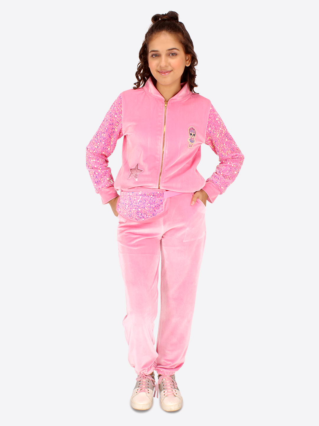 Partywear Sequined Track Suit For Girls