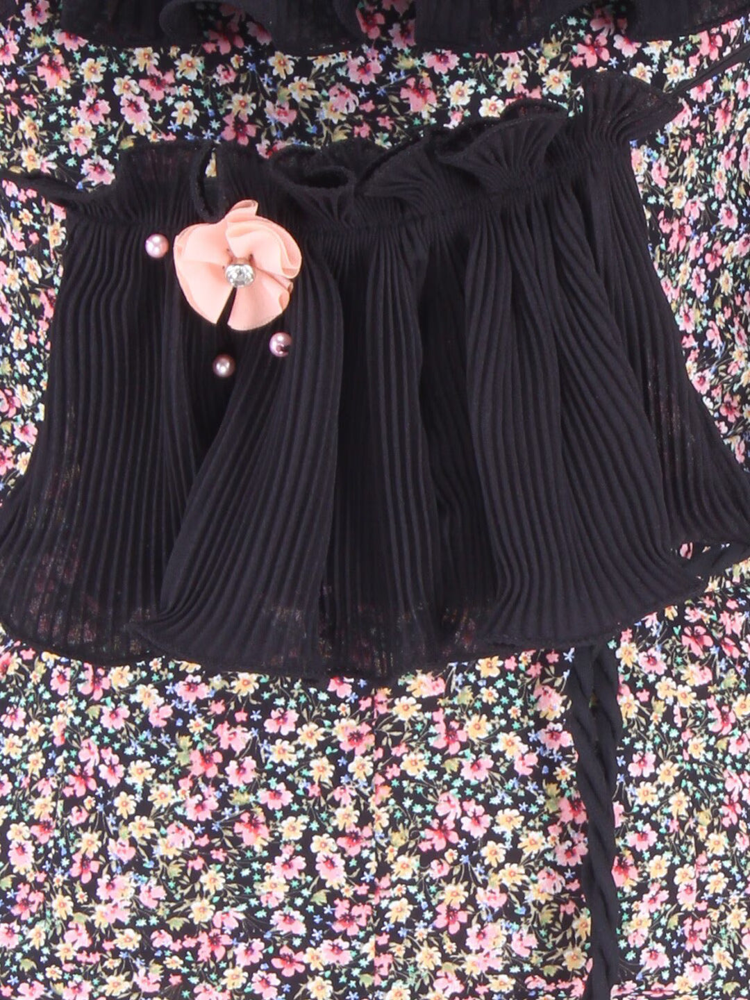Girls Black & Pink Printed Basic Jumpsuit